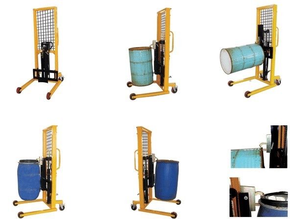 手動(dòng)液壓堆高車抬升重物工作圖演示--河北東圣吊索具制造有限公司