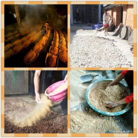 傳統(tǒng)酒曲攪拌形式展示，未使用小型攪拌機(jī)，則容易出現(xiàn)臟污酒曲現(xiàn)象