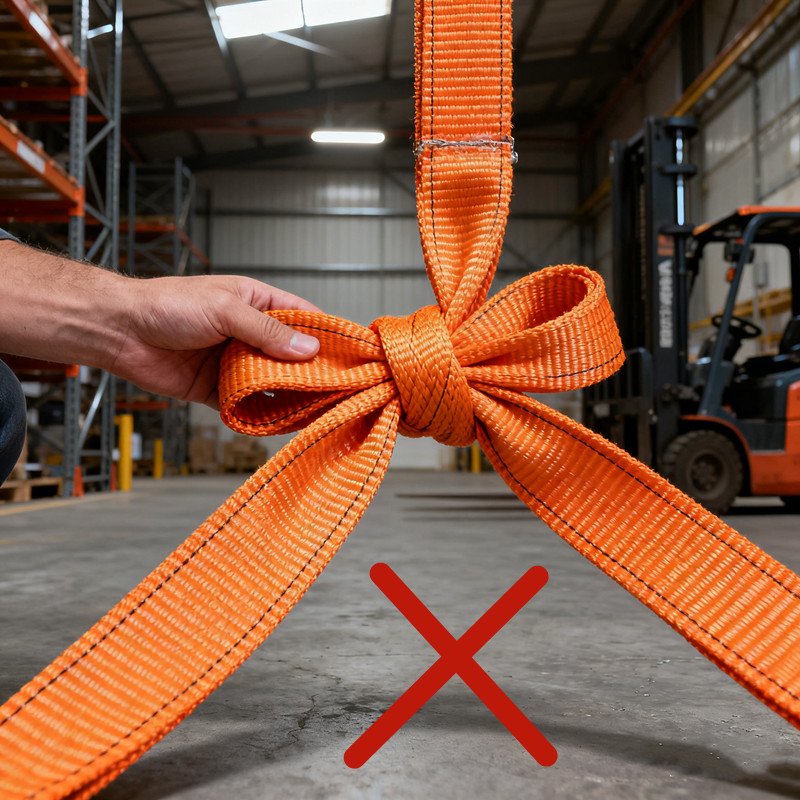 彩色吊裝帶打結(jié)