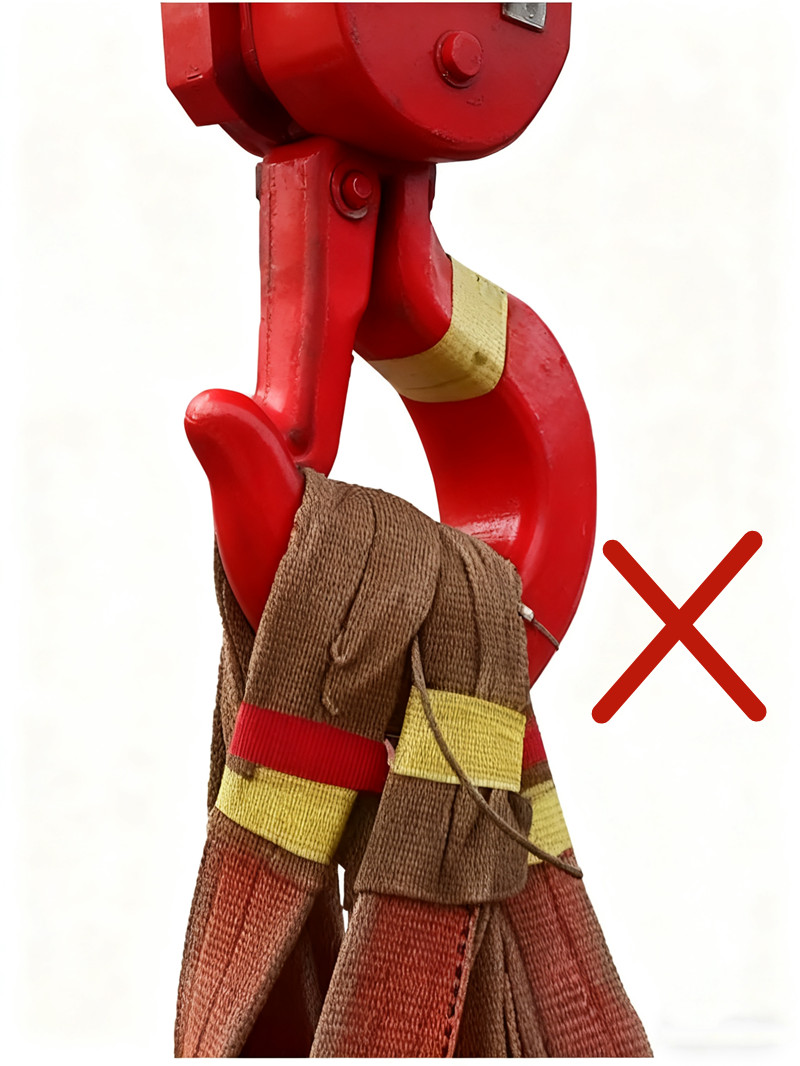 四個吊裝帶環(huán)眼掛在一個吊鉤上